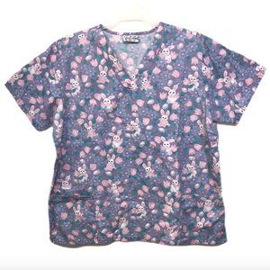 Bunny Rabbit Spring Floral Easter Sz XL Purple